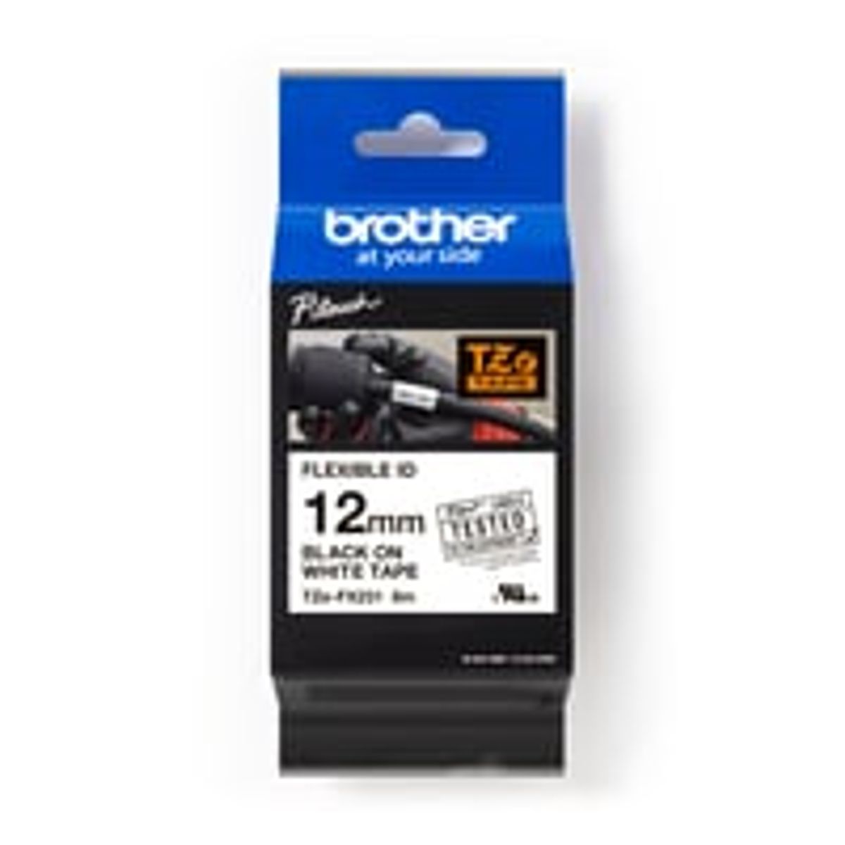 brother tape TZeFX231, sort/hvid, 12 mm x 8 m