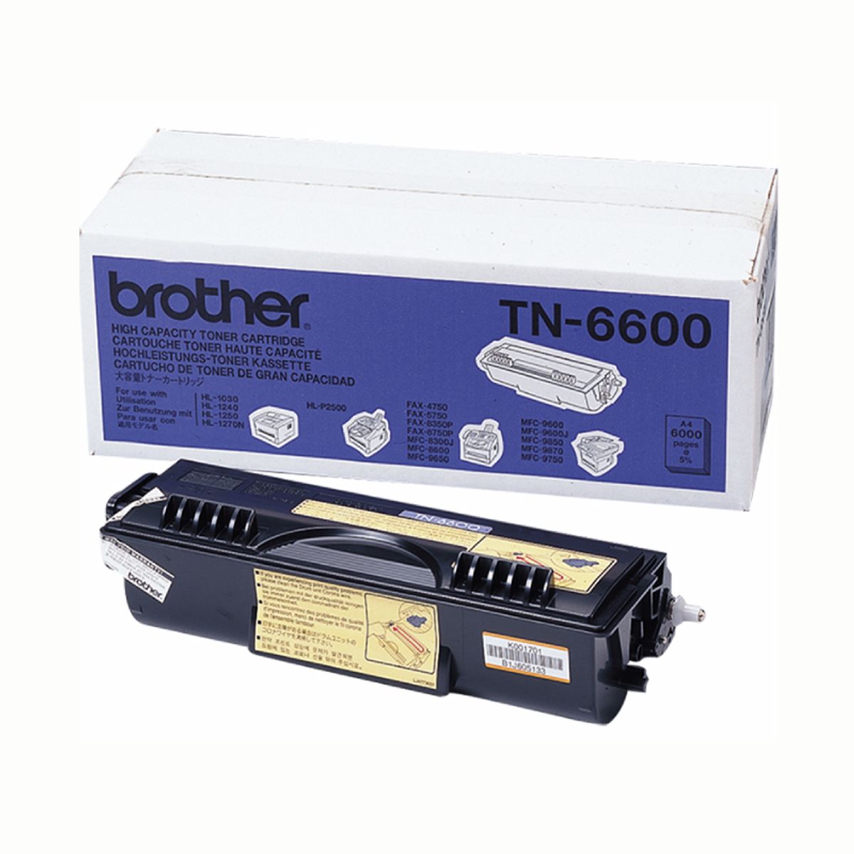 Brother TN6600 BK sort Lasertoner, Original