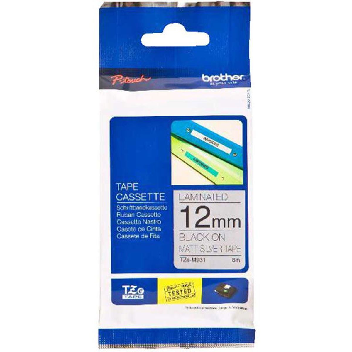 Brother TZe-tape TZEM931 sort;solvmat 12 mm x 8 m