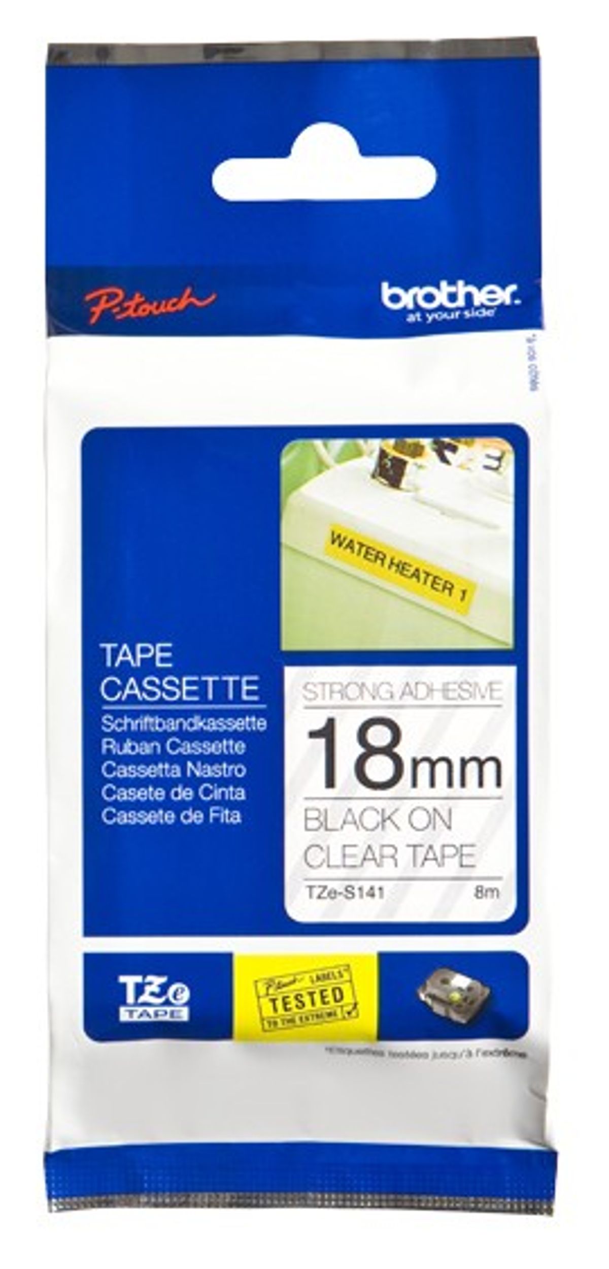 Brother TZES141 TZ-tape / 18mm / Sort Tekst / Klar Tape