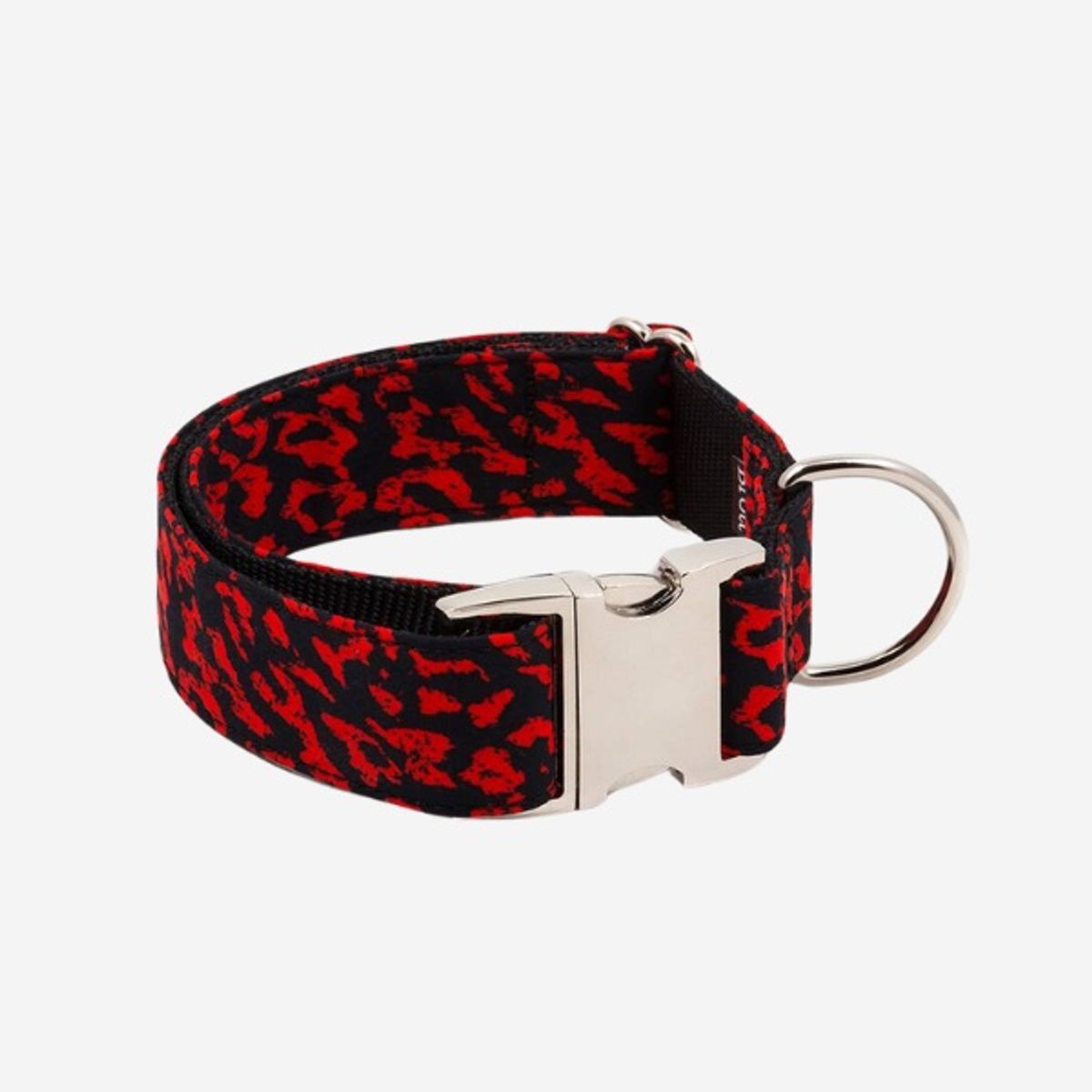 Brott Conesa // Håndlavet hundehalsbånd i nylon (rød leopard) - L