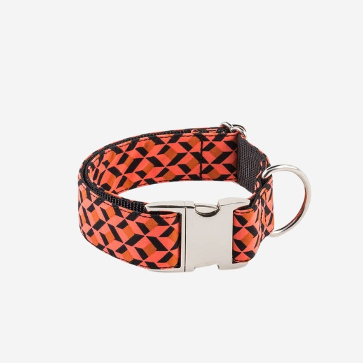 Brott Er // Håndlavet hundehalsbånd i nylon (geometrisk orange) - L