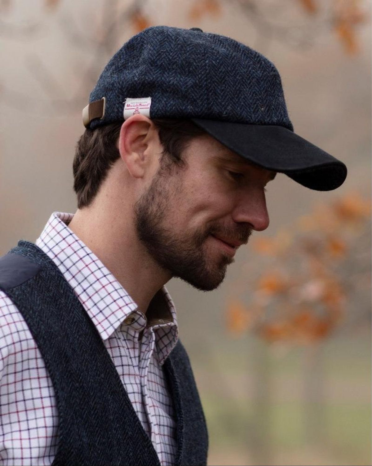 Brungton Harris Tweed baseball cap, one size, midnatsblå