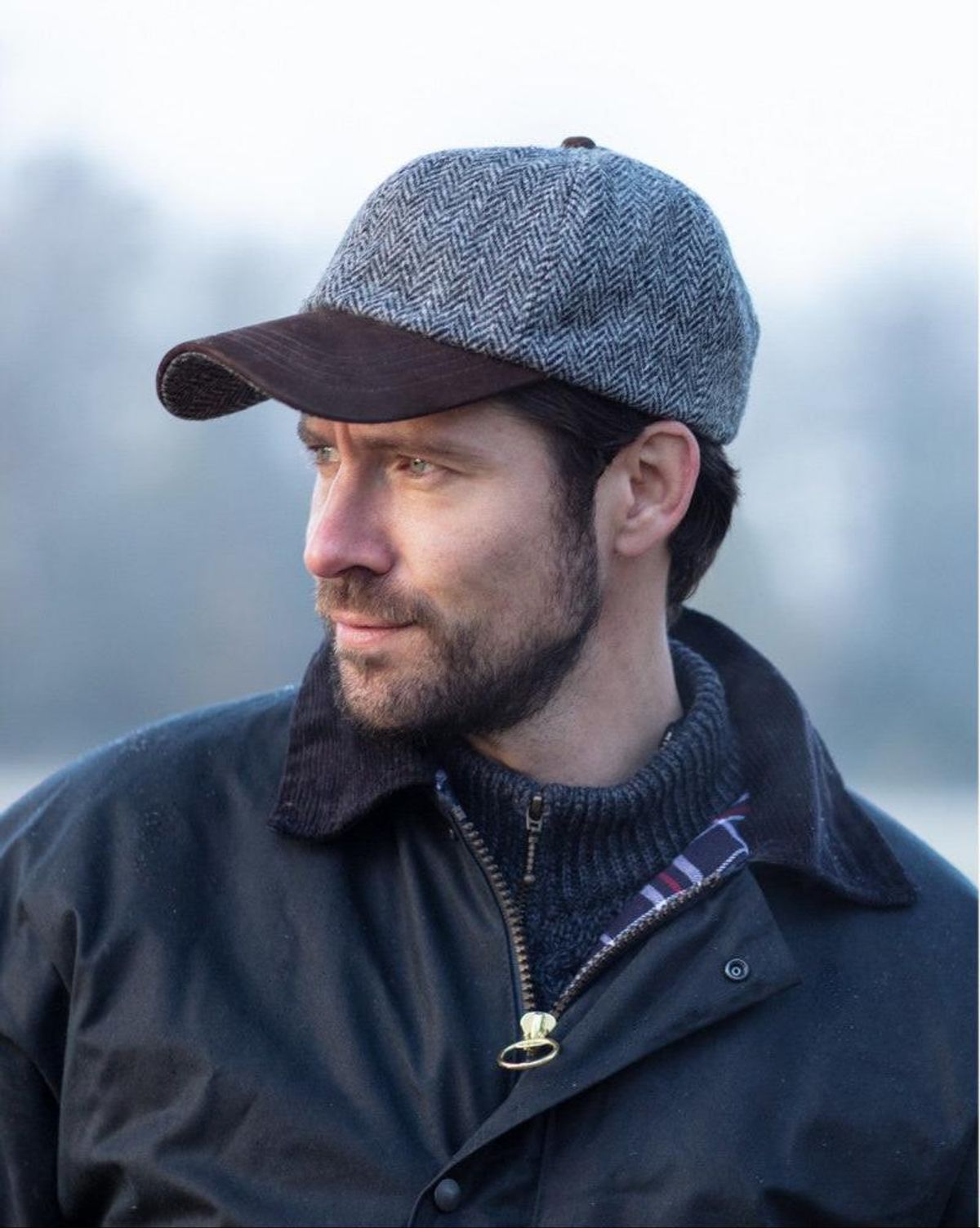 Brungton Harris Tweed baseball cap, one size, stålgrå