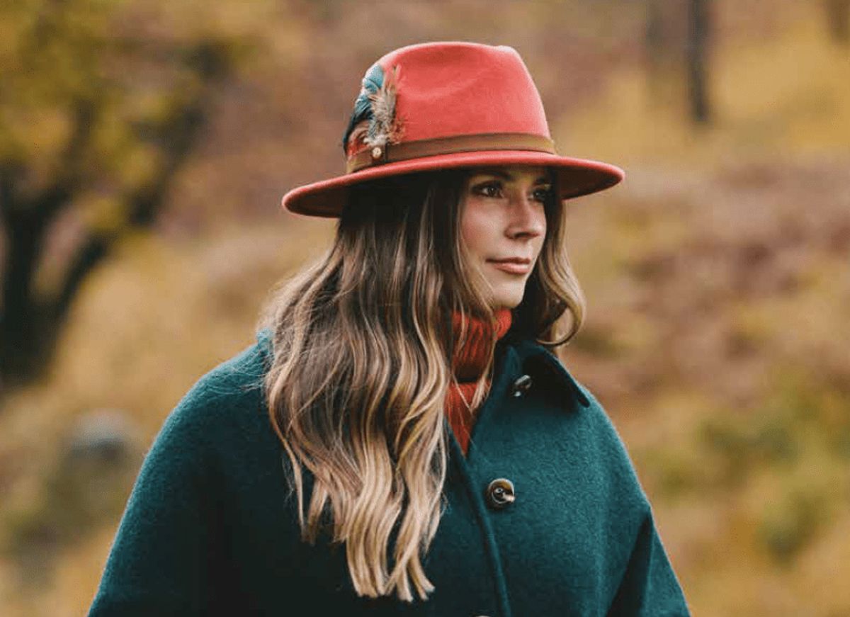 Brushed Wool Felt Fedora Hat - ginger - M/L