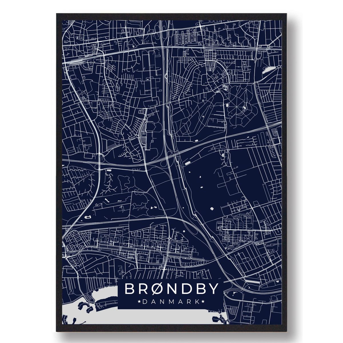 Brøndby plakat - mørkeblå (Størrelse: XS - 15x21cm (A5))