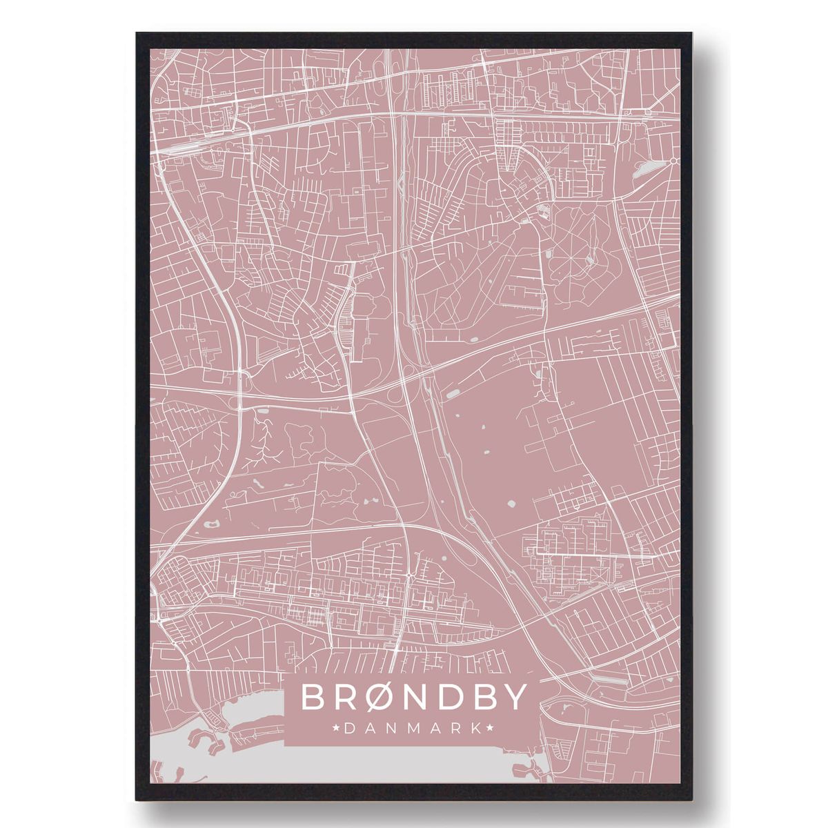 Brøndby plakat - rosa (Størrelse: S - 21x29,7cm (A4))