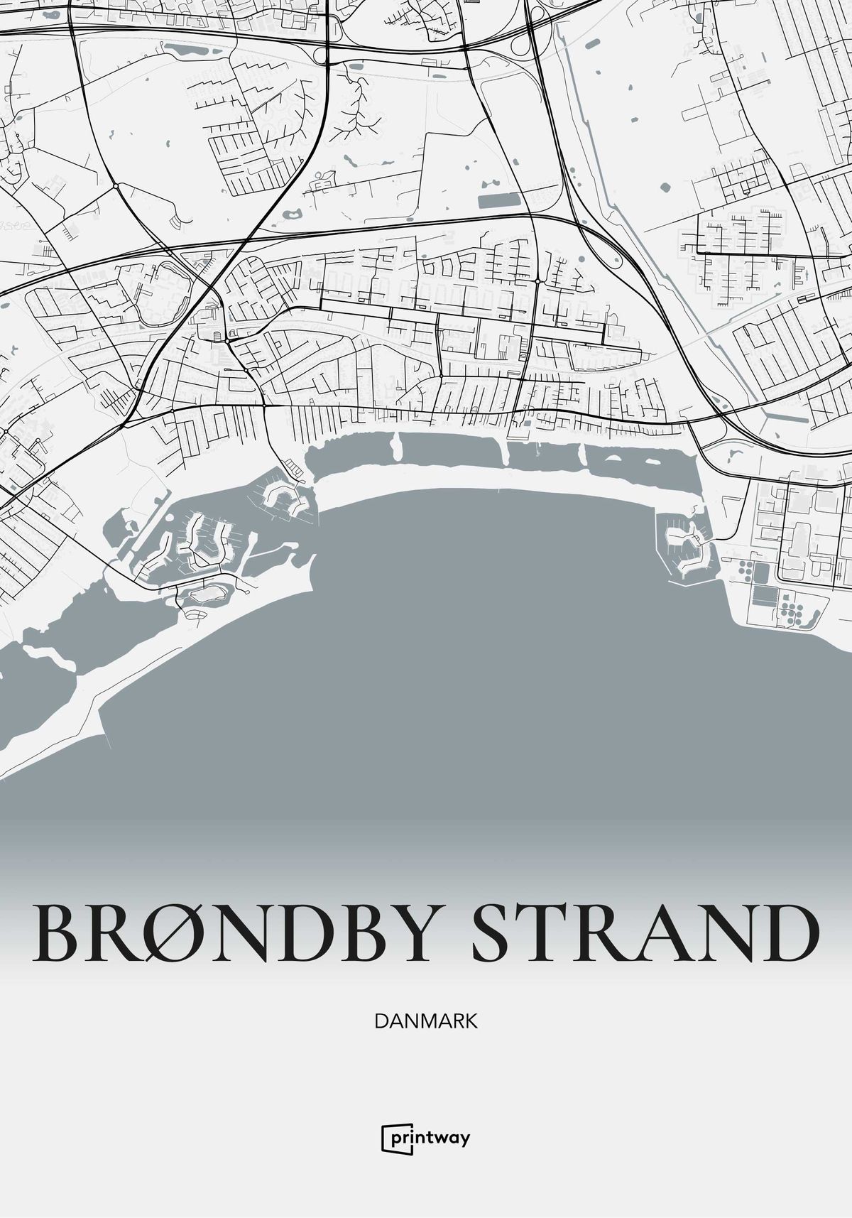 Brøndby Strand Plakaten Rundt kort Havblå 30×42 cm (A3)