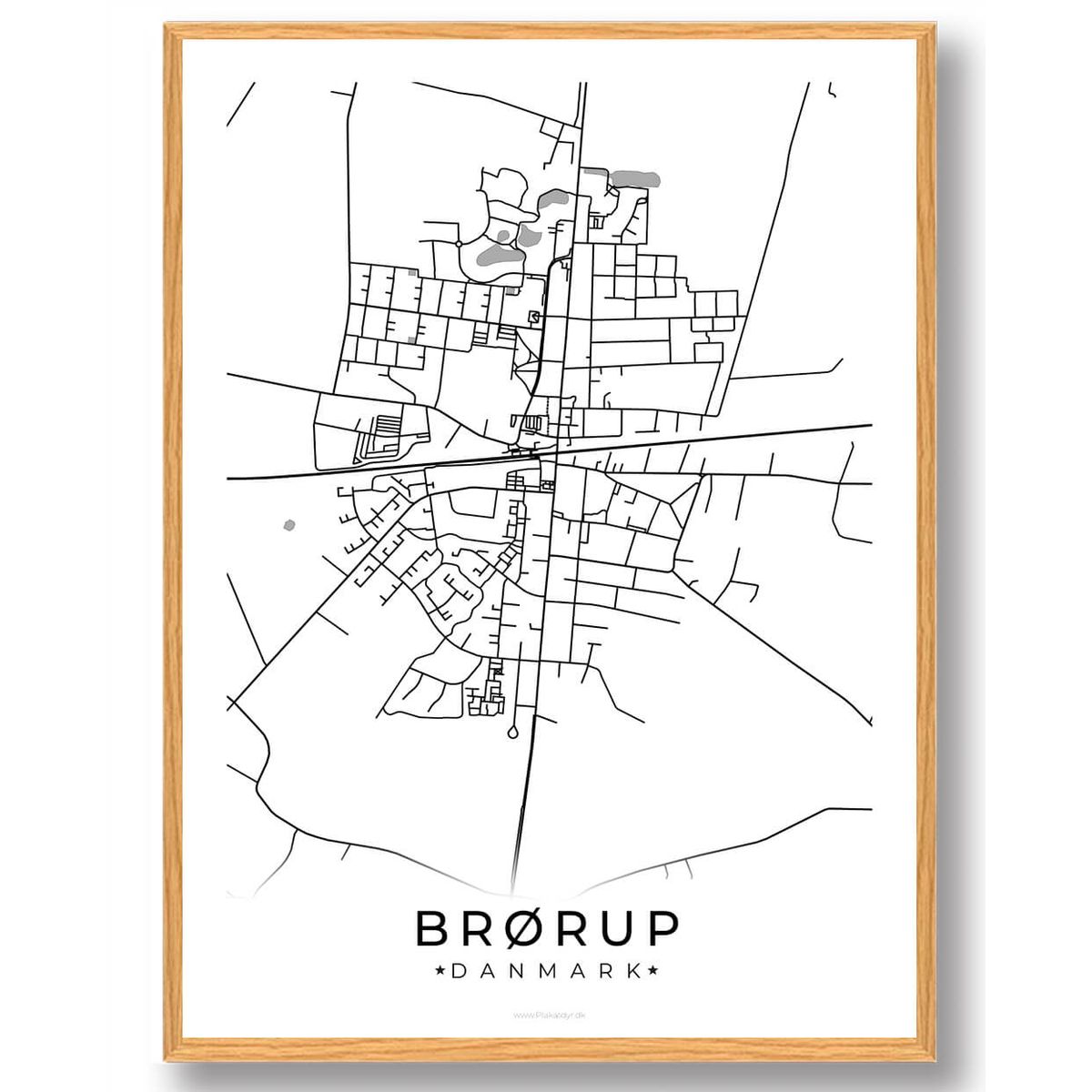 Brørup by plakat - hvid (Størrelse: M - 30x40cm)