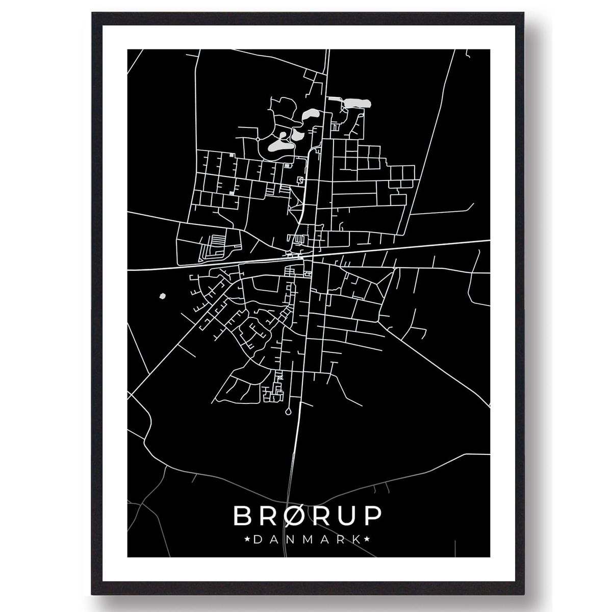 Brørup by plakat - sort (Størrelse: S - 21x29,7cm (A4))