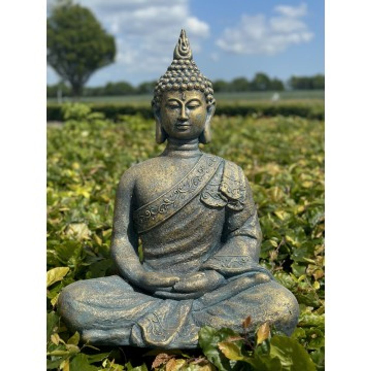 Buddha 65 cm Guld / grøn - Thailanske Buddha statuer - GodKarmaShop