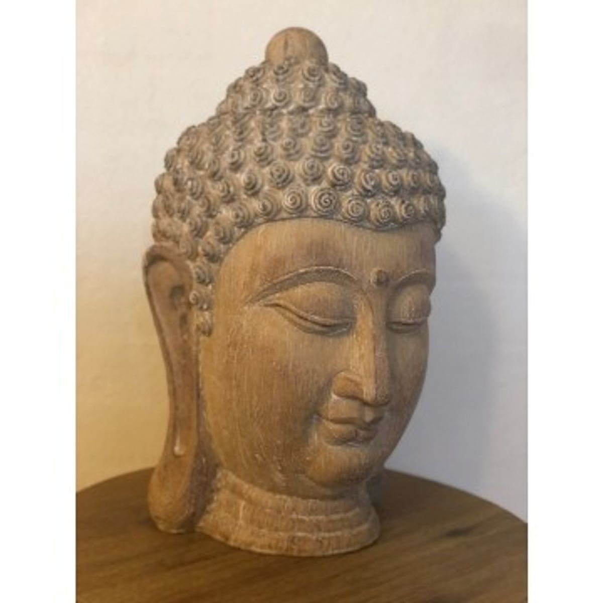 Buddha hoved i træ look - Buddha statuer generelt - GodKarmaShop