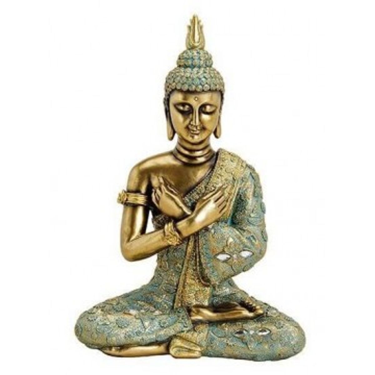 Buddha i guld / grøn - Buddha statuer generelt - GodKarmaShop