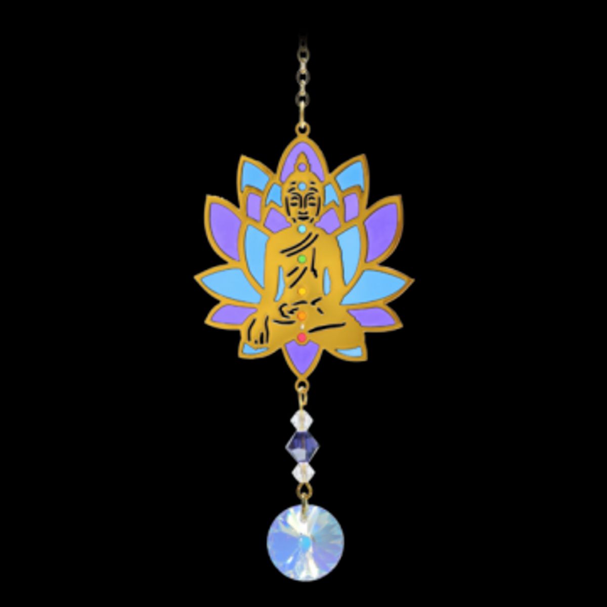 Buddha i lotus guld - Swarovski krystaller Gold - GodKarmaShop