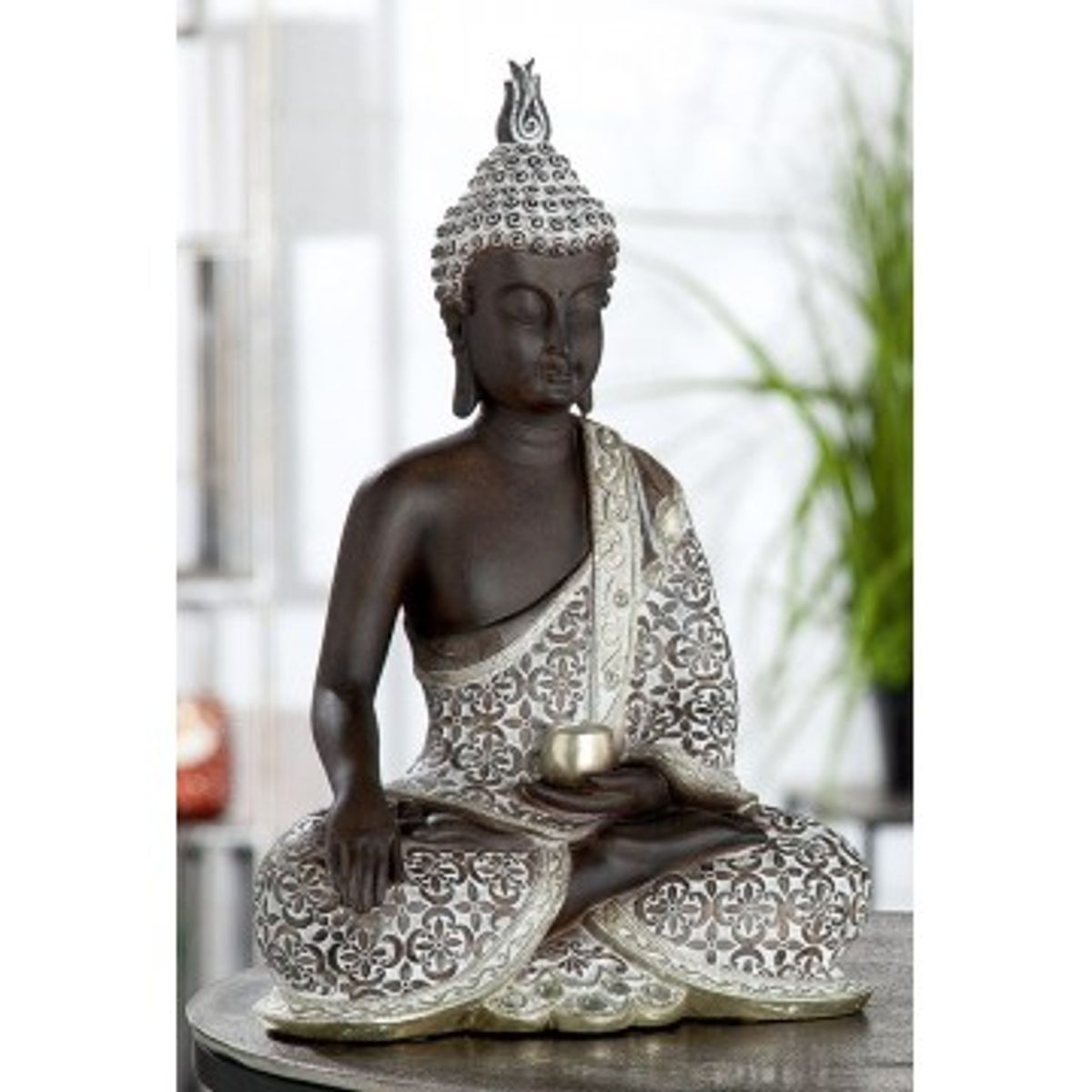 Buddha i sølv 35 cm - Buddha statuer generelt - GodKarmaShop