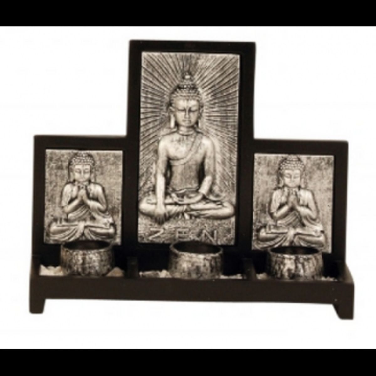 Buddha lysholder sæt - Sølv - Buddha statuer generelt - GodKarmaShop