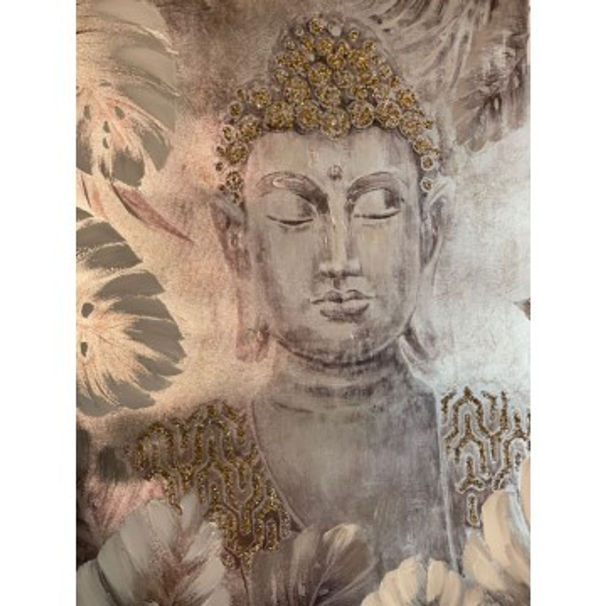 Buddha maleri / billede grå 78 x 78 - Spirituelle billeder - GodKarmaShop