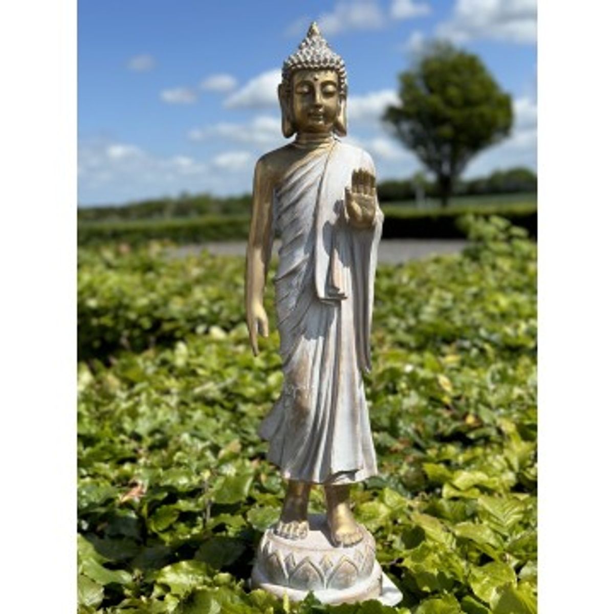 Buddha Stående i guld look 82 cm - Buddha statuer generelt - GodKarmaShop