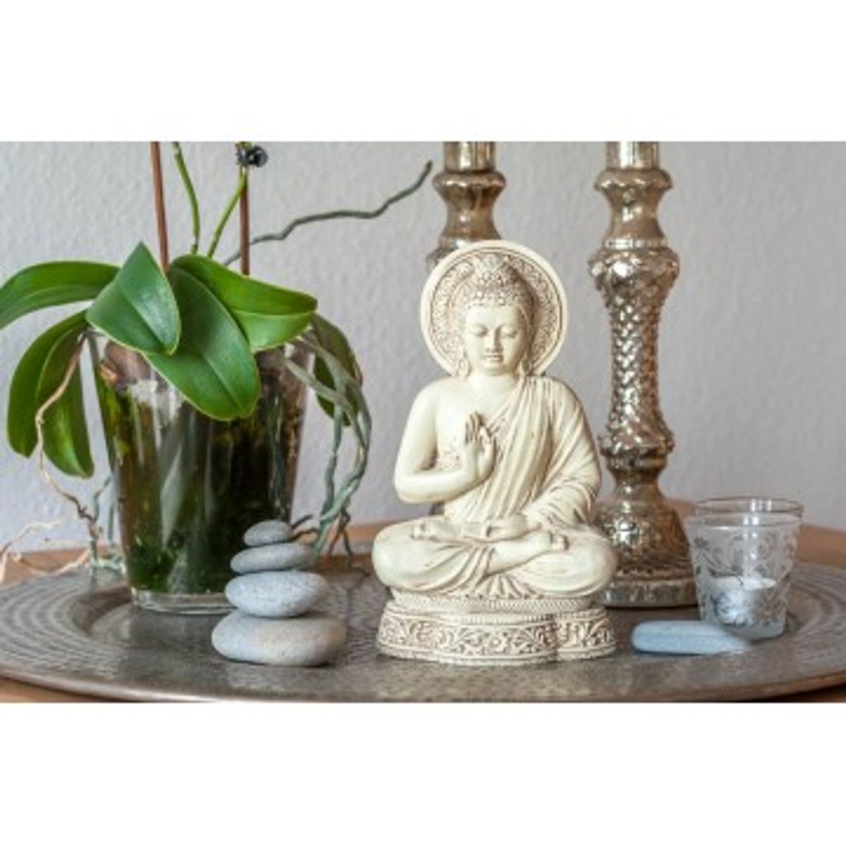 Buddha væg relief cremehvid - Buddha statuer generelt - GodKarmaShop