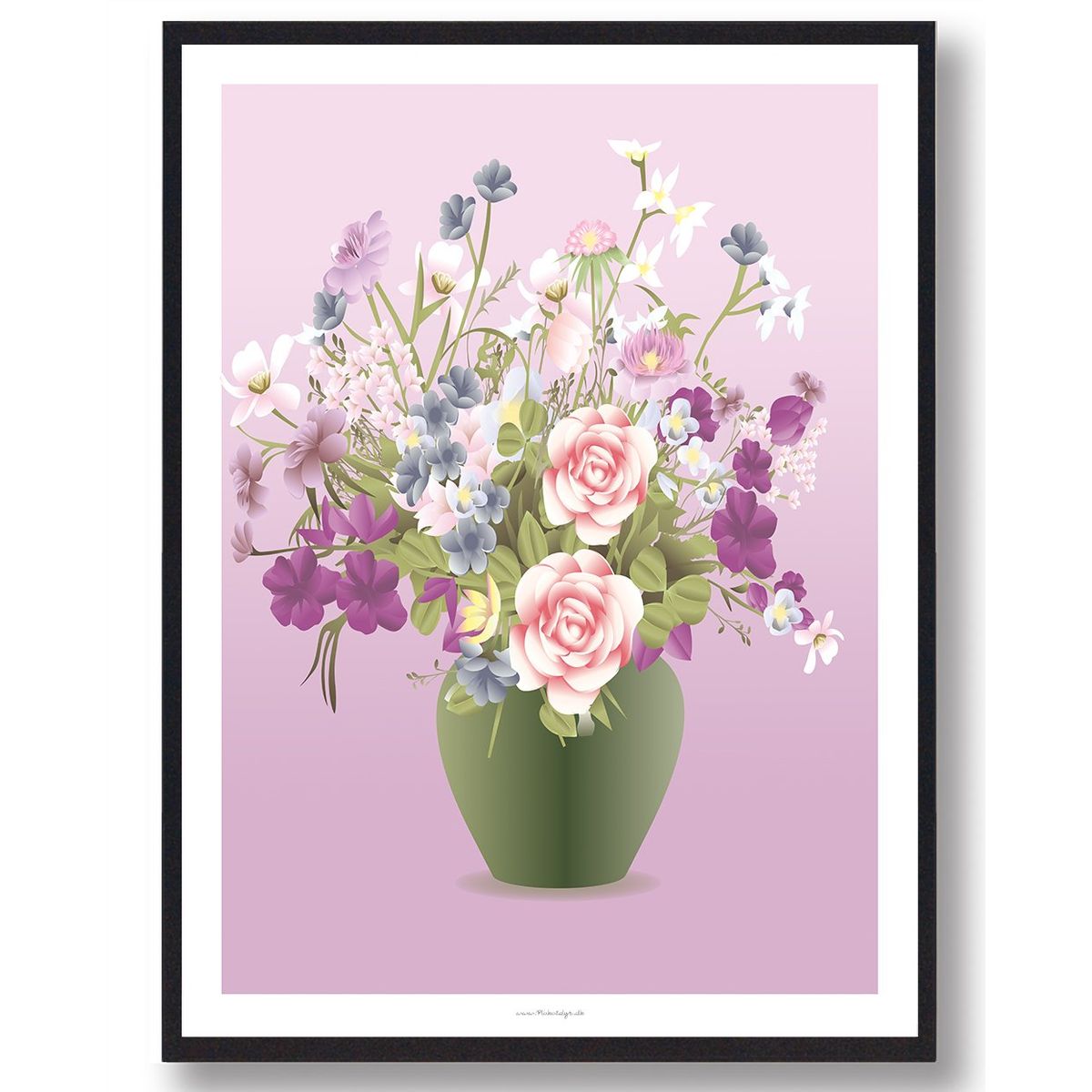 Buket i vase - plakat (Størrelse: S - 21x29,7cm (A4))