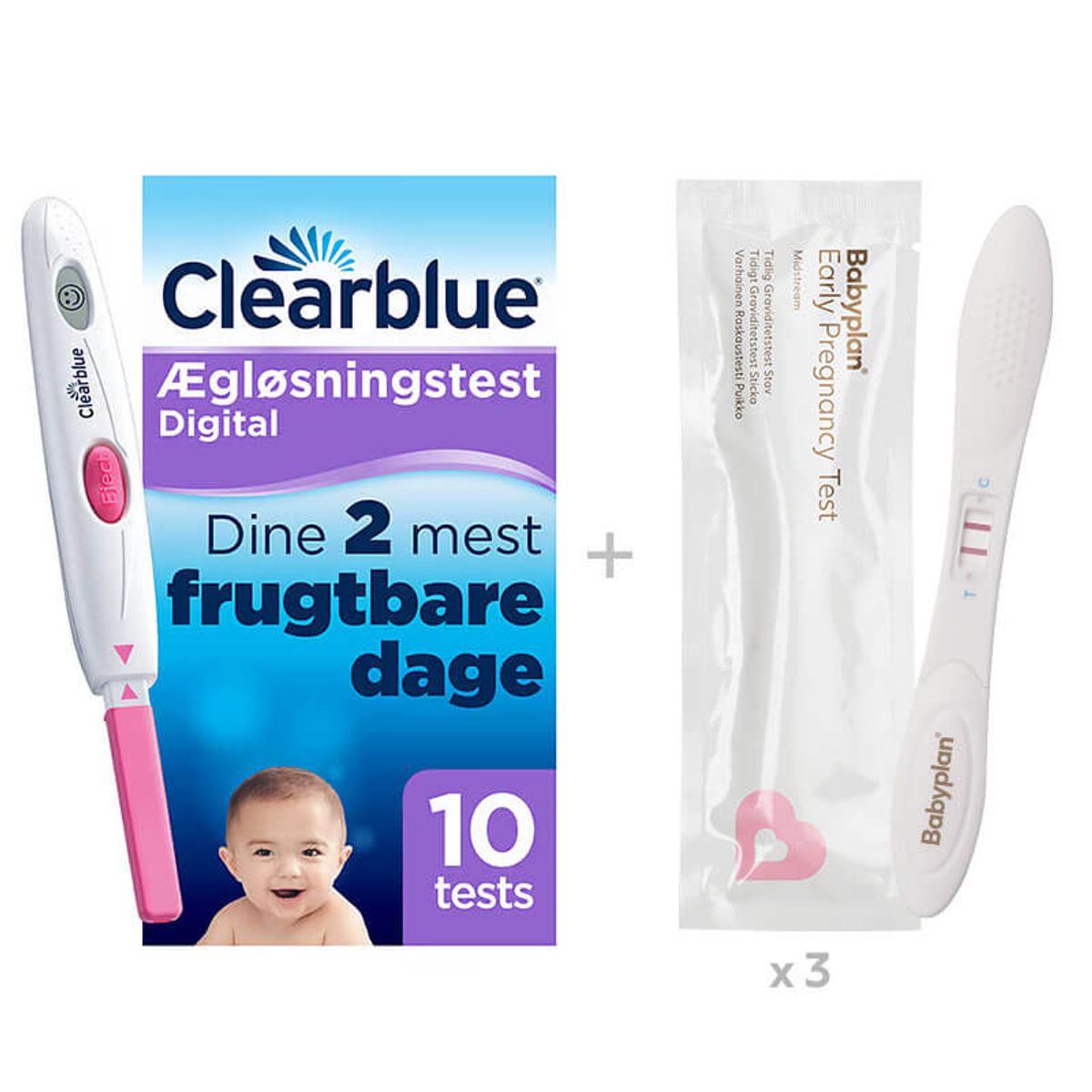 Bundle med Clearblue Ægløsningstest + Babyplan Tidlig Graviditetstest Stav