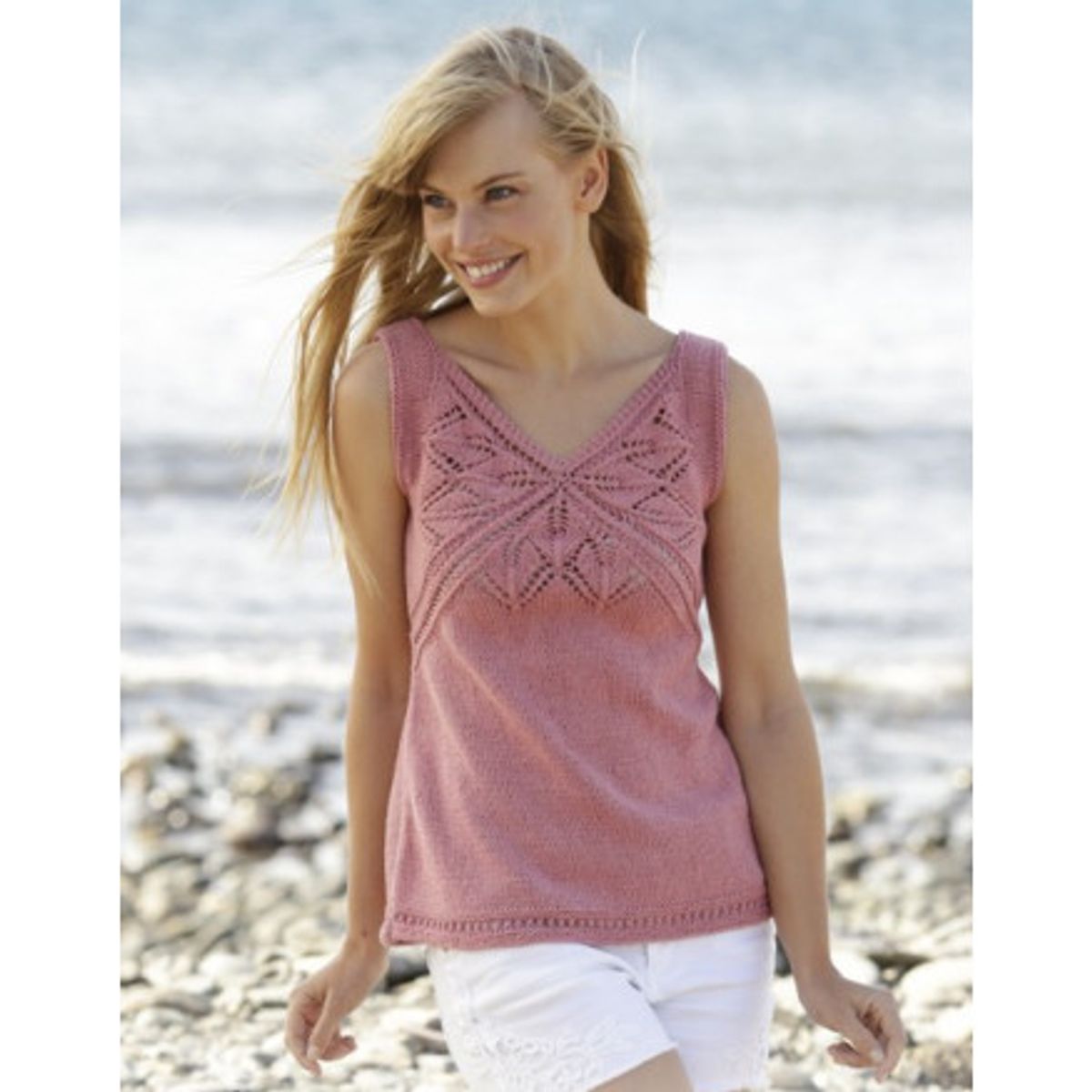 Butterfly Heart Top by DROPS Design - Top Strikkeopskrift str. S - XXX - Medium