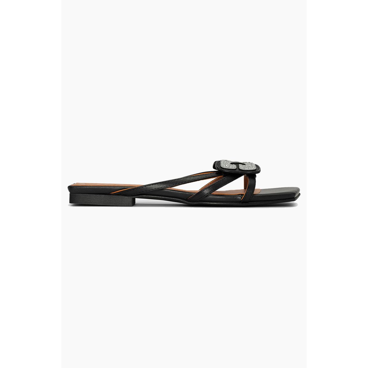 Butterfly Strass Flat Sandal - Black - GANNI - Sort 39