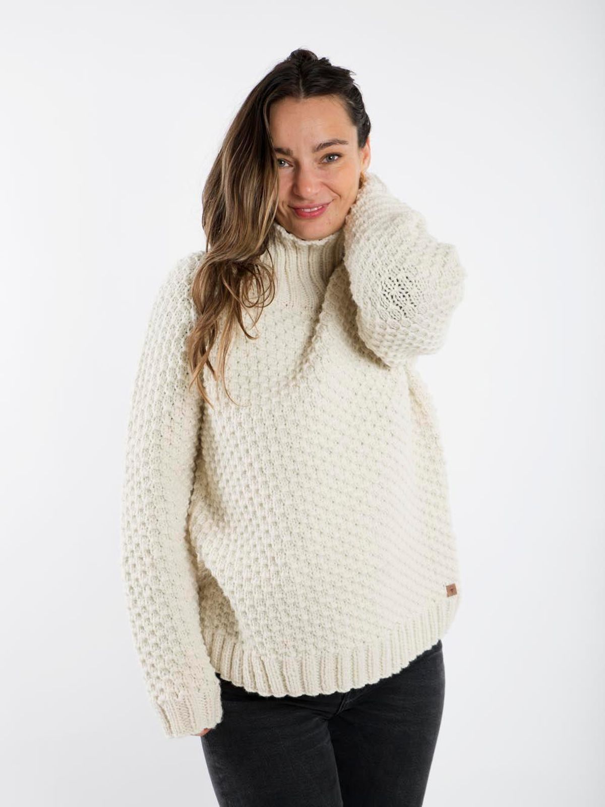 Butterfly Sweater High Neck - Fuza Wool - White