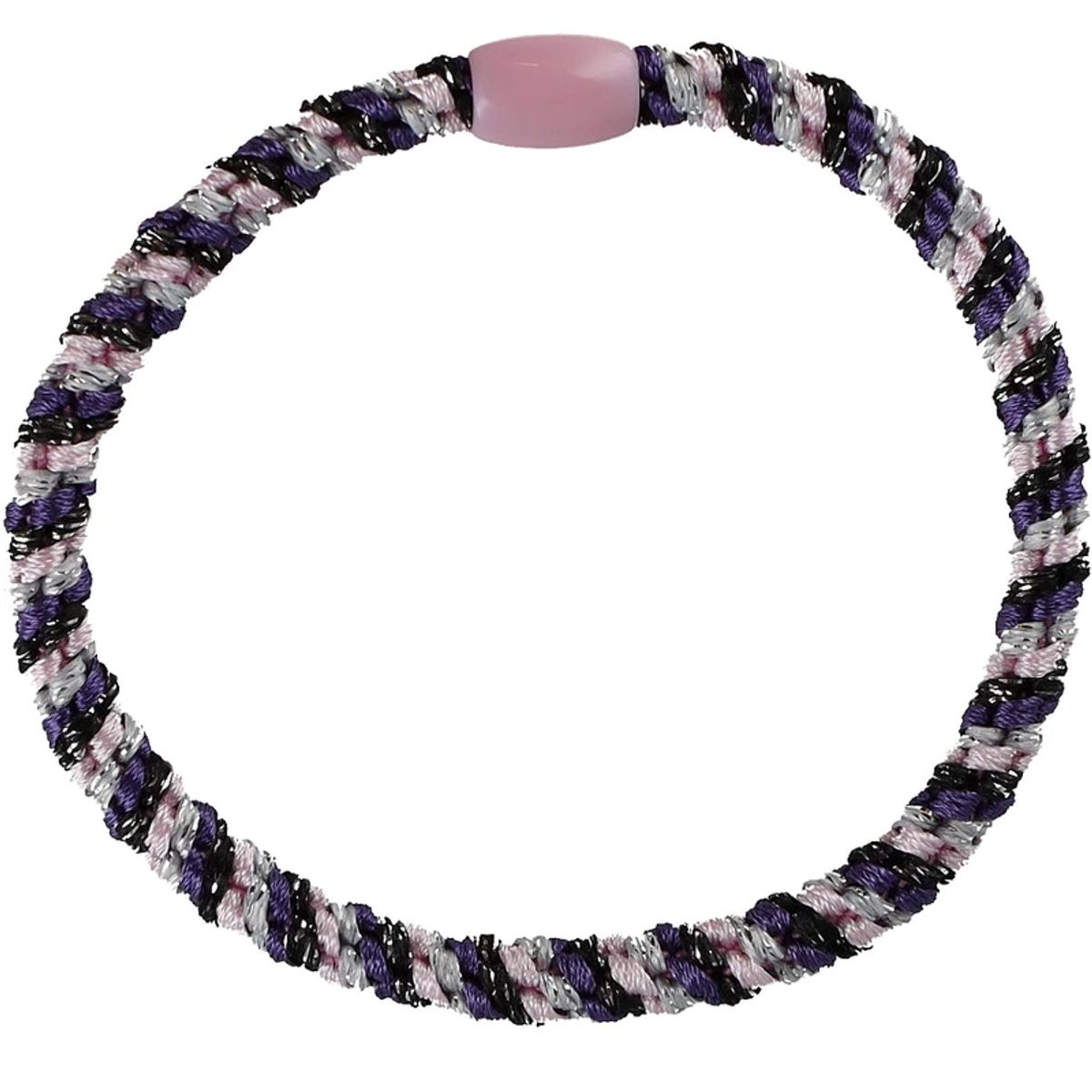 By Stær BRAIDED Hairtie Slim - Purple/Rosa/Silver Glitter