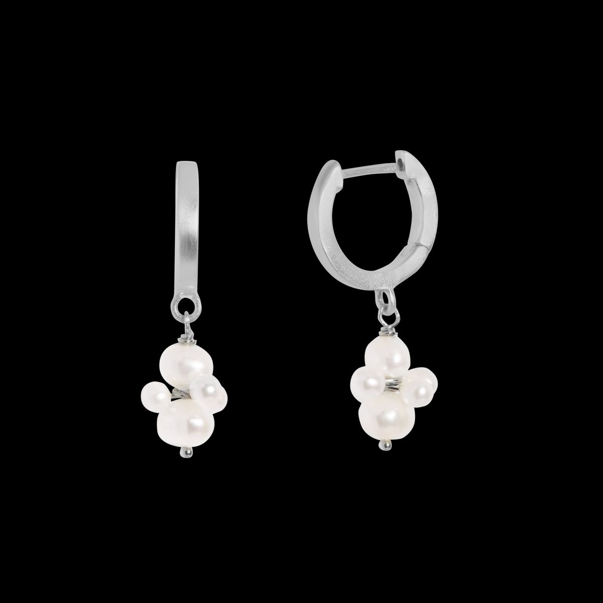 byBiehl - Pearl cluster øre hoops i sølv - 4-1510wp-r