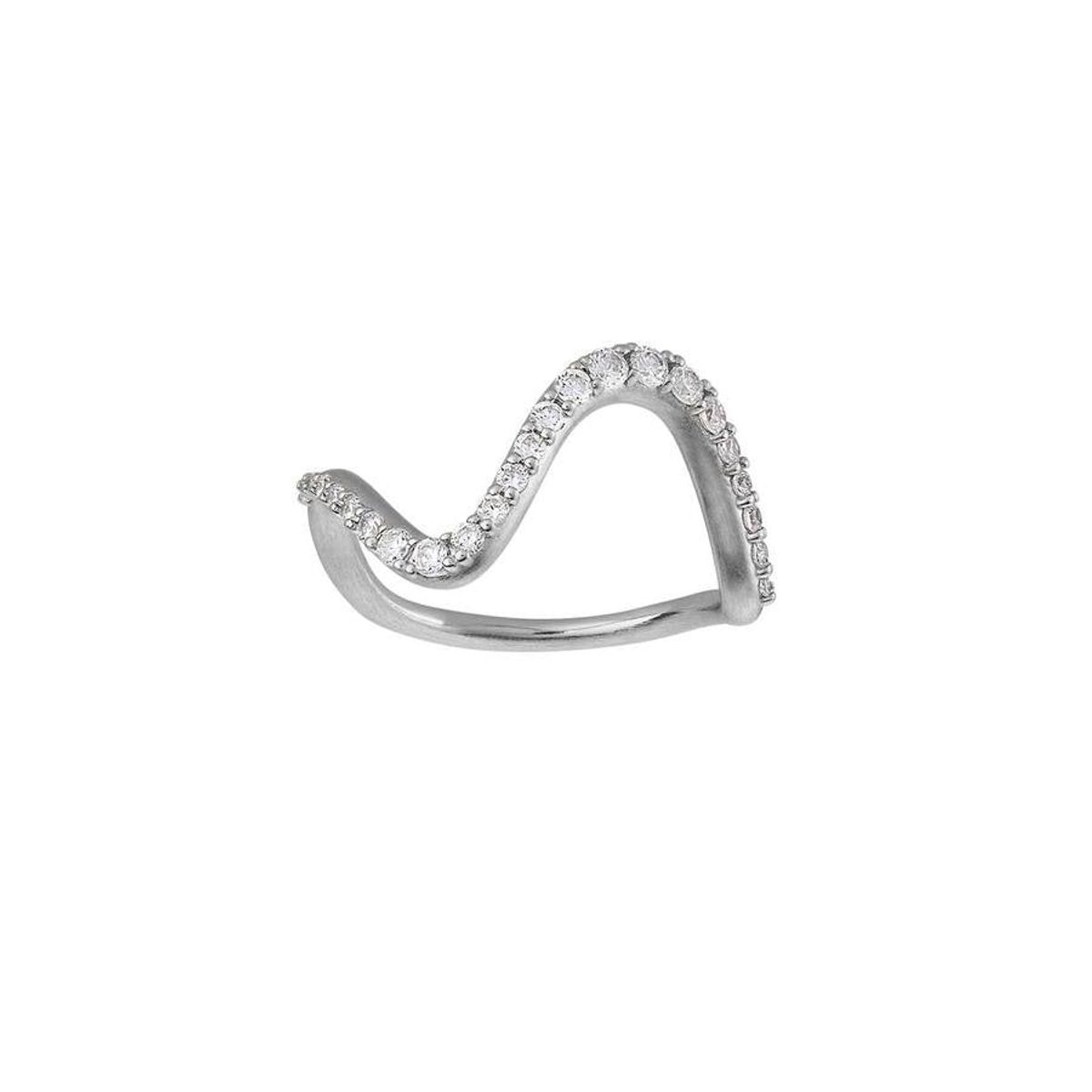 byBiehl Ring - Wave Sparkle stor med sten-5-3702a-r