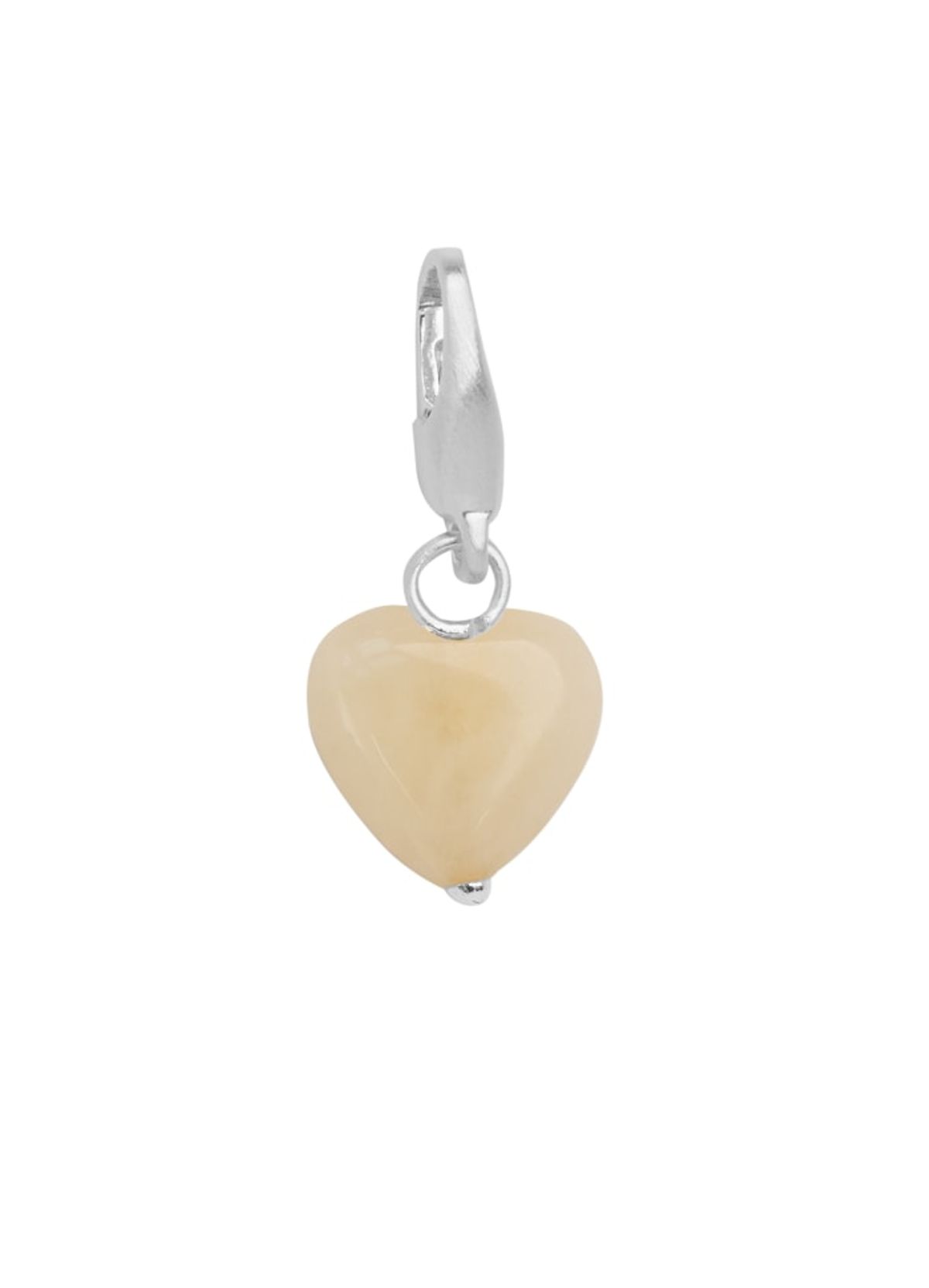 byBiehl Soft Heart Sterling Sølv Charm med Gul Jade