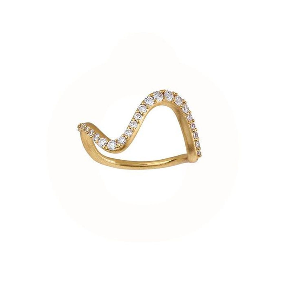 byBiehl - Wave Sparkle Large Ring 5-3702a-GP Forgyldt sterlingsølv