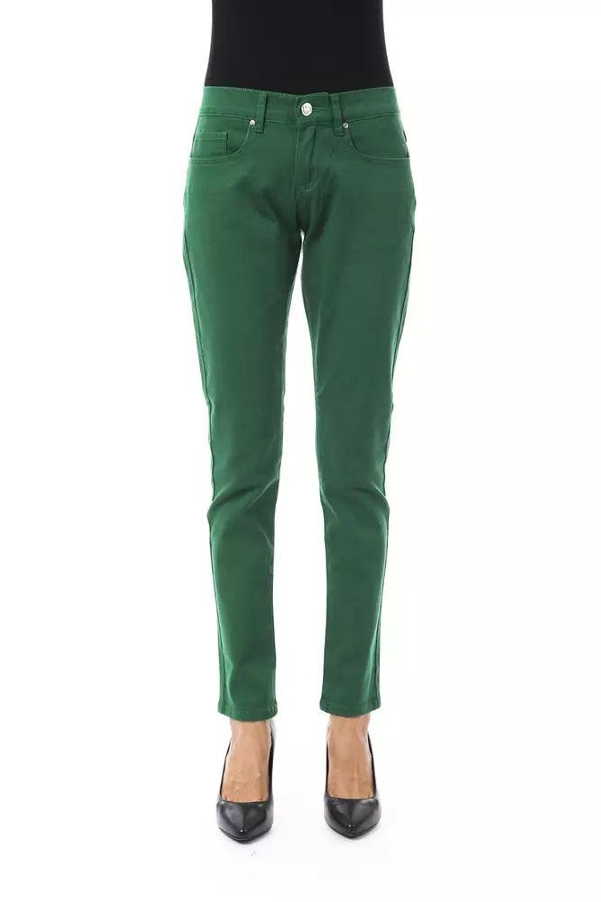 BYBLOS Chic Green Slim Fit Cotton Pants