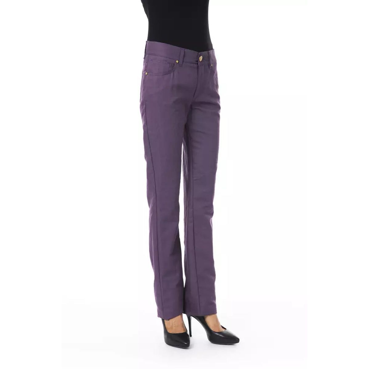 BYBLOS Chic Purple Cotton-Blend Trousers