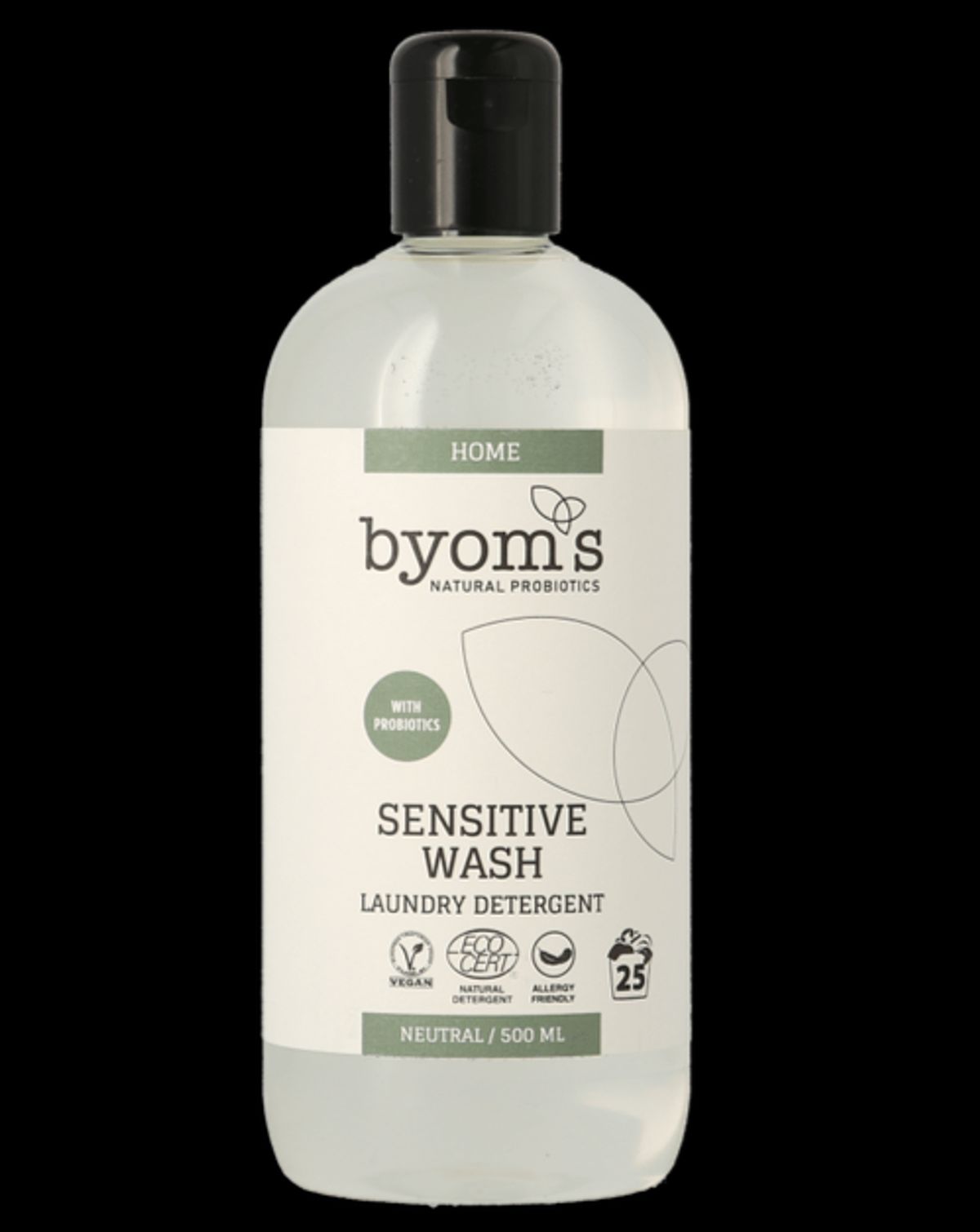 Byoms Home Sensitive Wash Probiotic Laundry Detergent (Ecocert), 500ml.