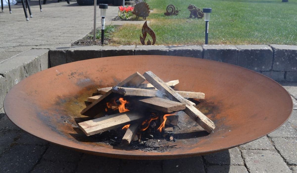 Bålfad i corten med påsvejst fod - Ø100