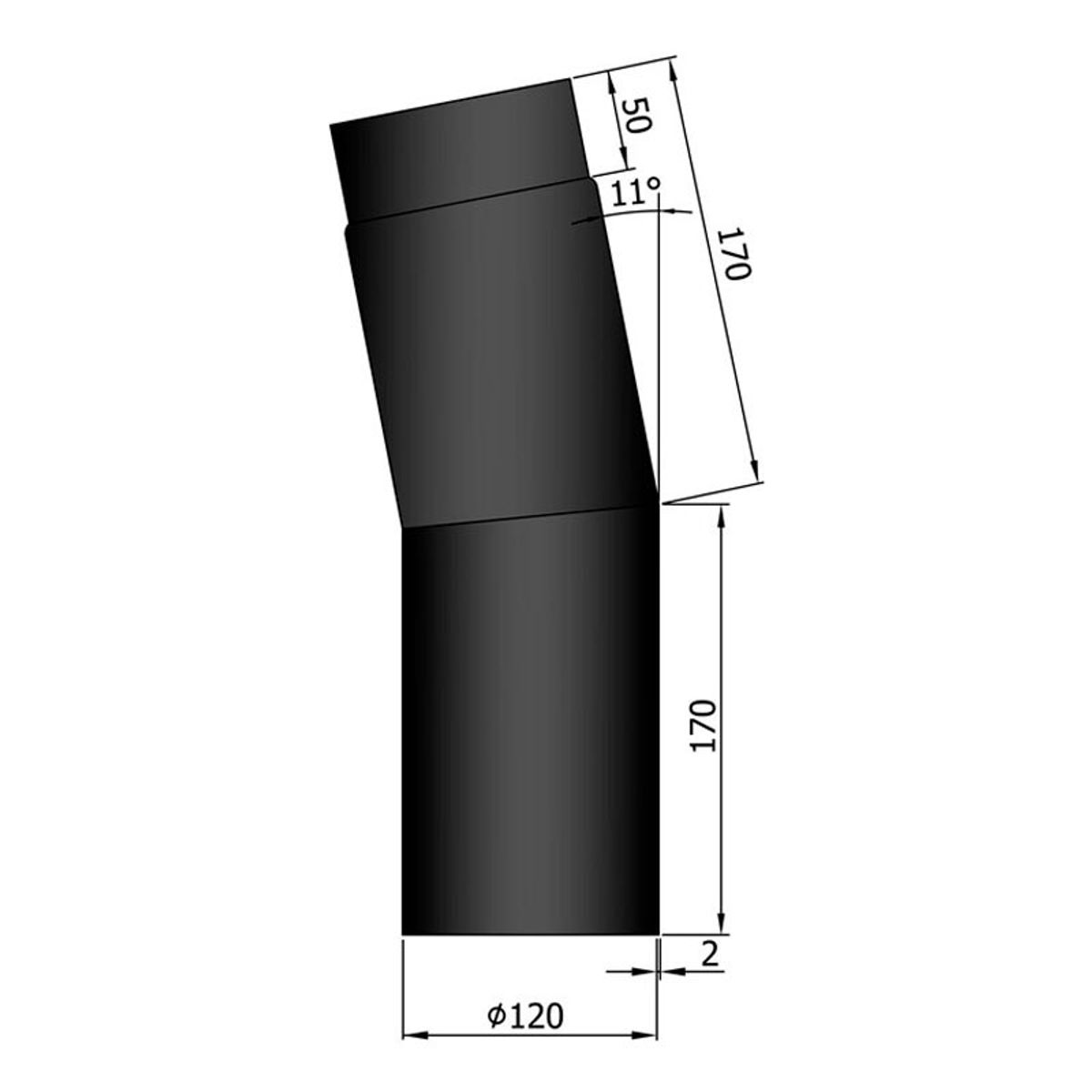 Bøjning 11 ° Ø120 mm