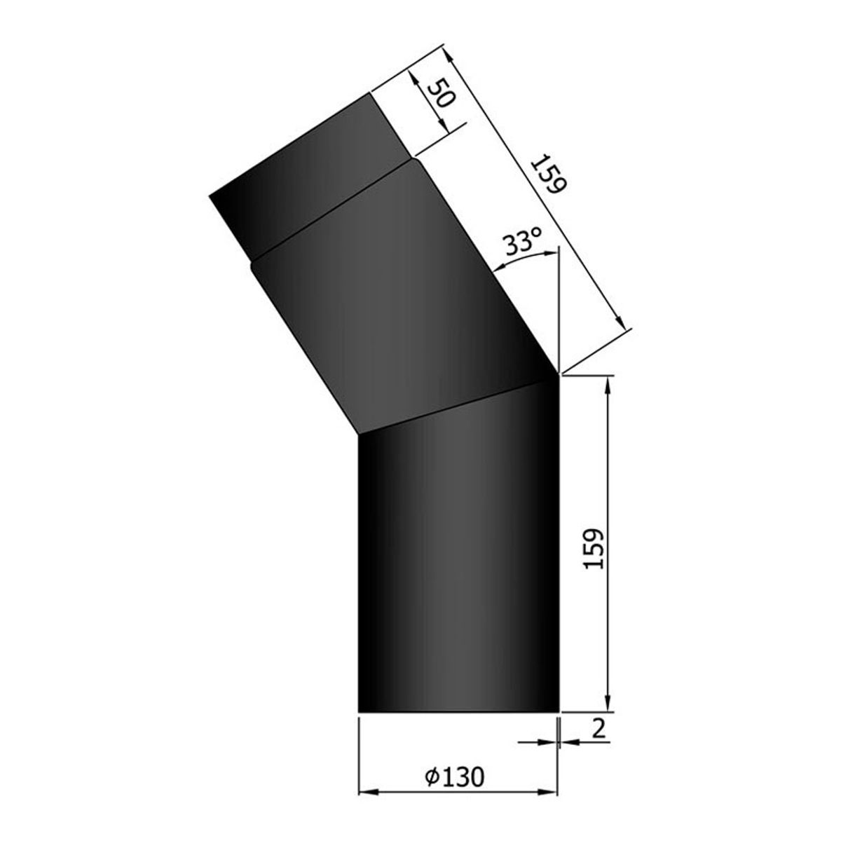 Bøjning 33 ° Ø130 mm