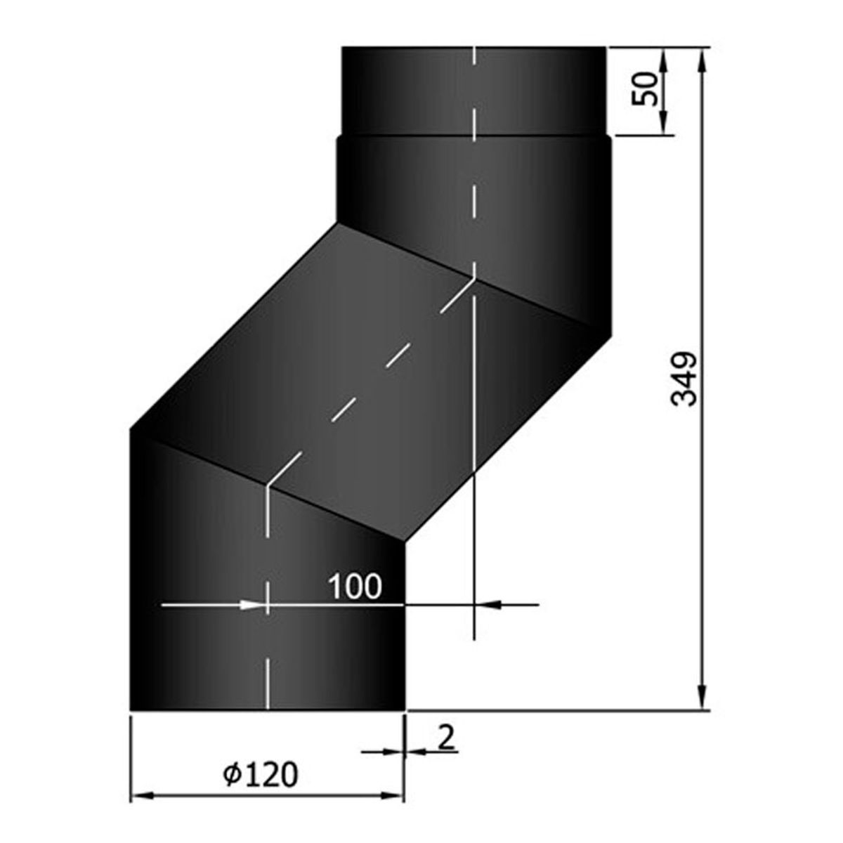 Bøjning S Forskyder 100 mm Ø120 mm