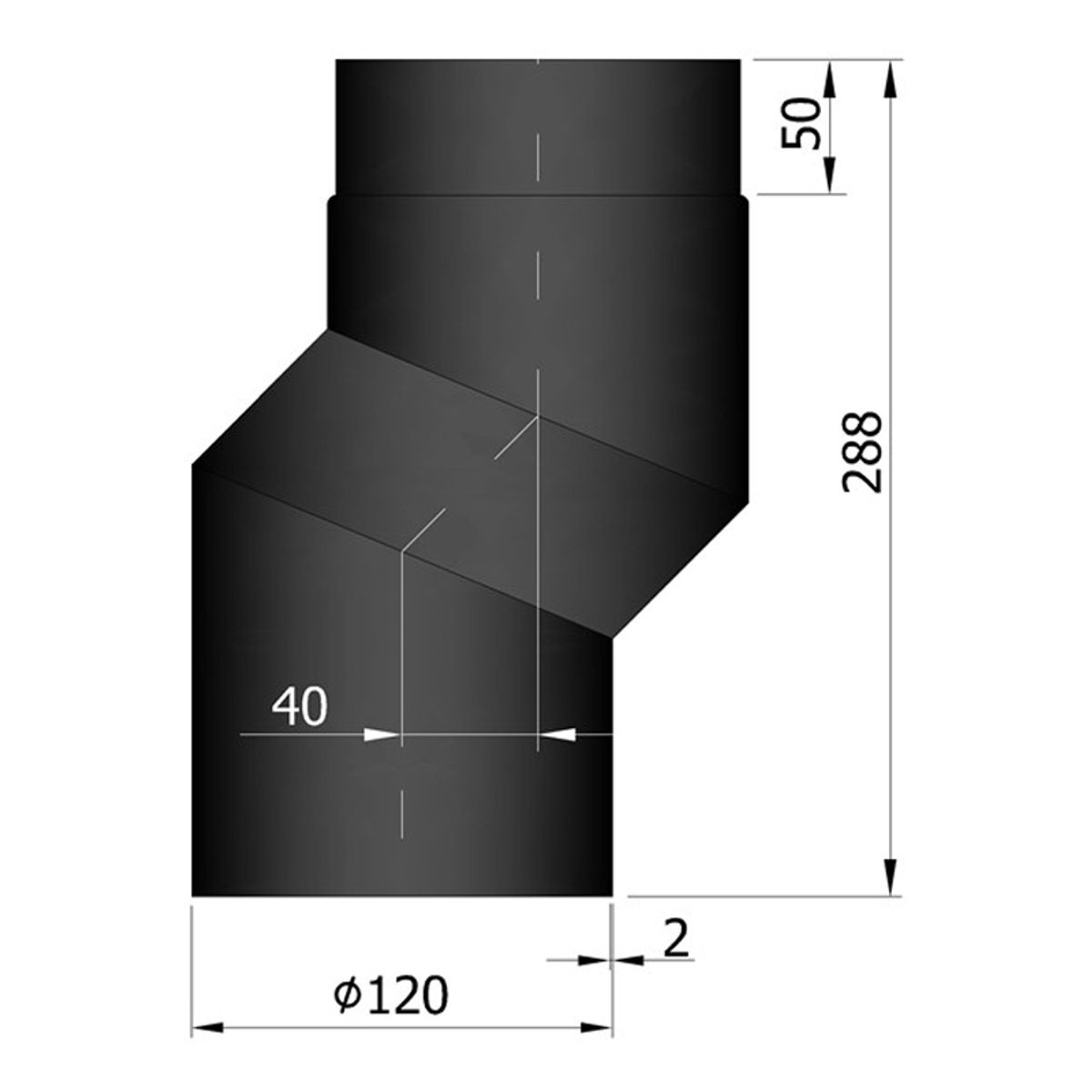 Bøjning S Forskyder 40 mm Ø120mm