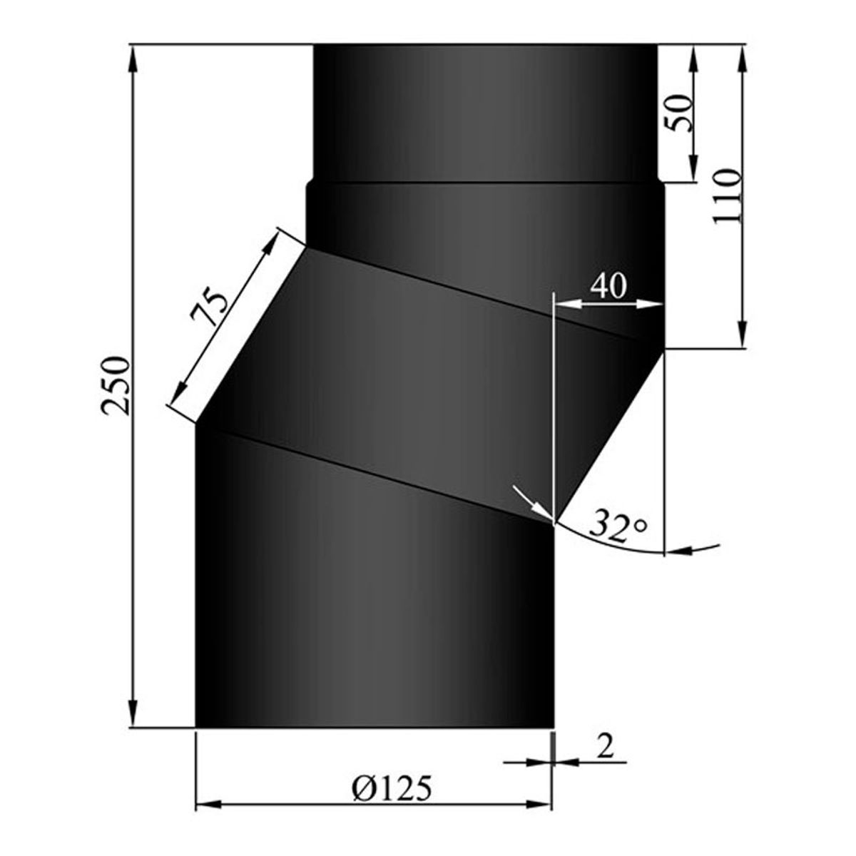 Bøjning S Forskyder 40 mm Ø125 mm