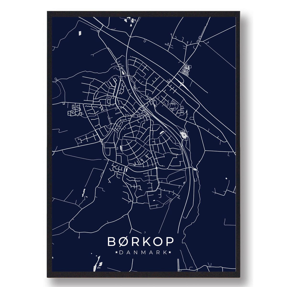 Børkop plakat - mørkeblå (Størrelse: S - 21x29,7cm (A4))