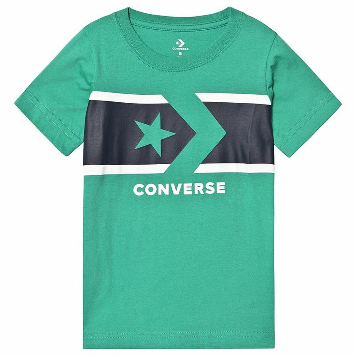 Børne Kortærmet T-shirt Converse Stripe Star Chevron Grøn 10-12 år