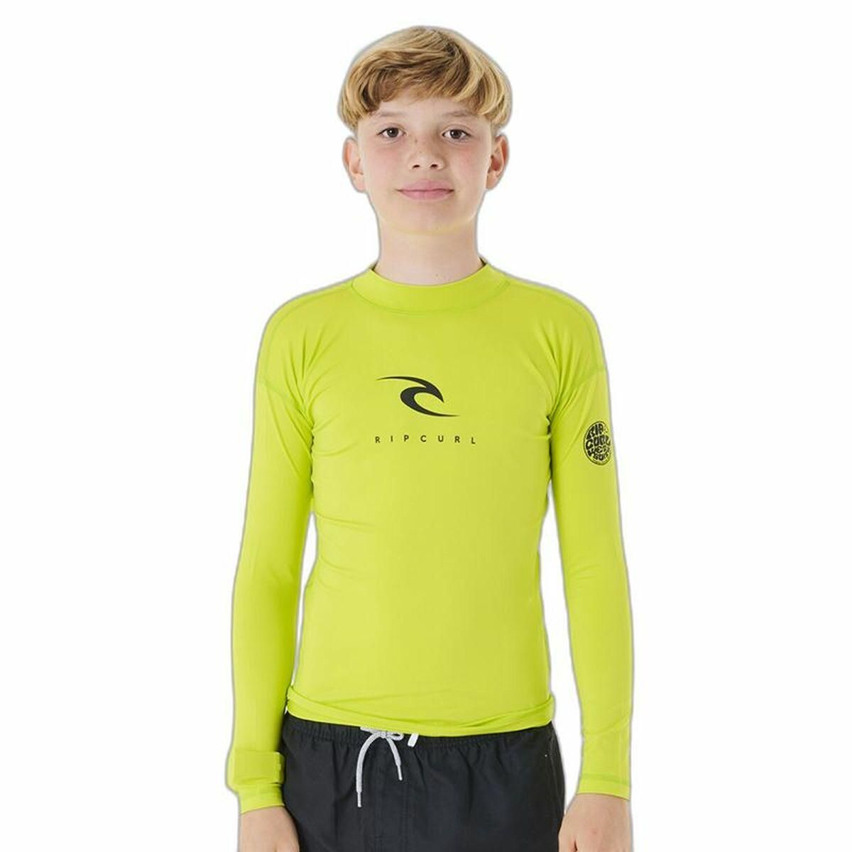 Børne Kortærmet T-shirt Rip Curl Corps L/S Rash Vest Gul Surf Lycra 14 år