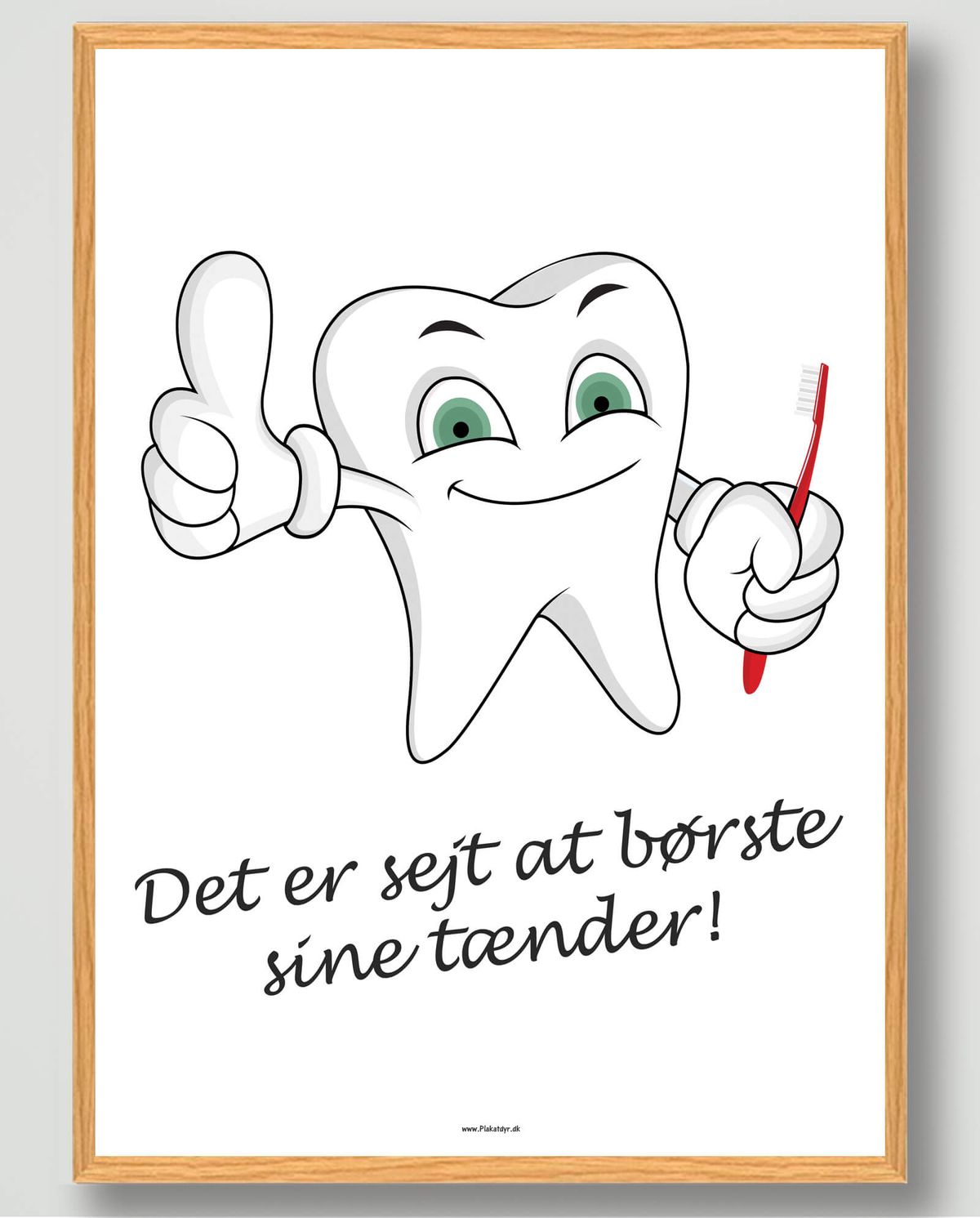 Børst dine tænder (Hvid) - plakat (Størrelse: L - 50x70cm (B2))