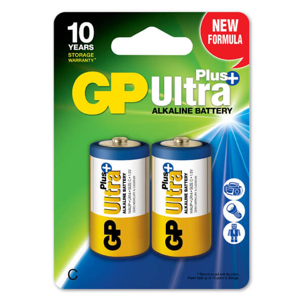 C batterier / GP Ultra Plus / LR14 / 2 stk