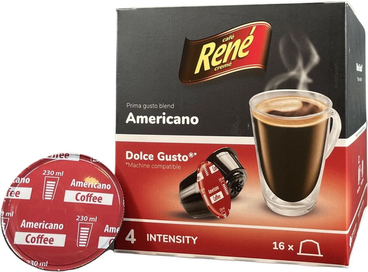 Café René - Americano (16 stk) - Kapsler til Dolce Gusto