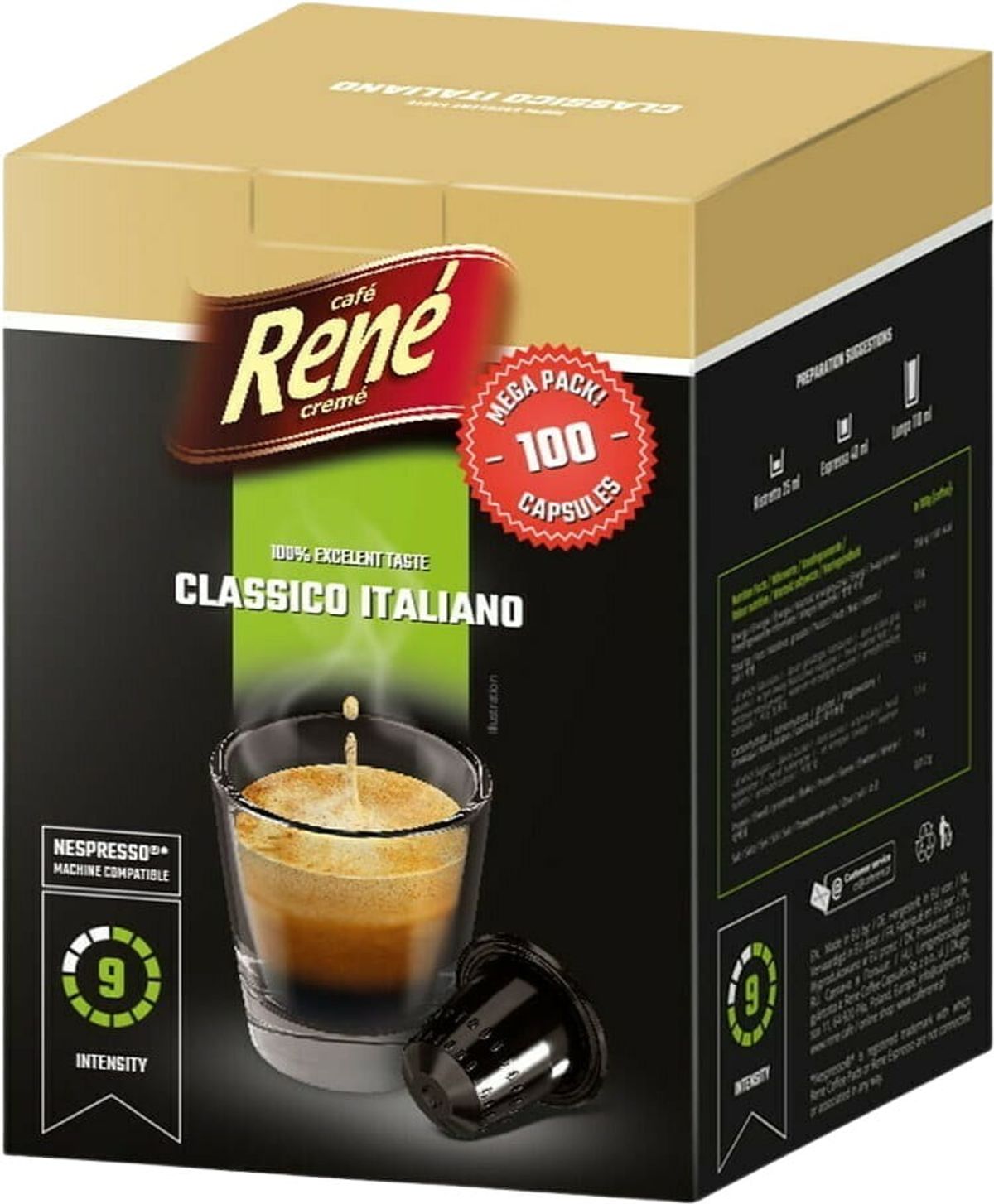 Café René - Classico Italiano (100 stk) - Kapsler til Nespresso