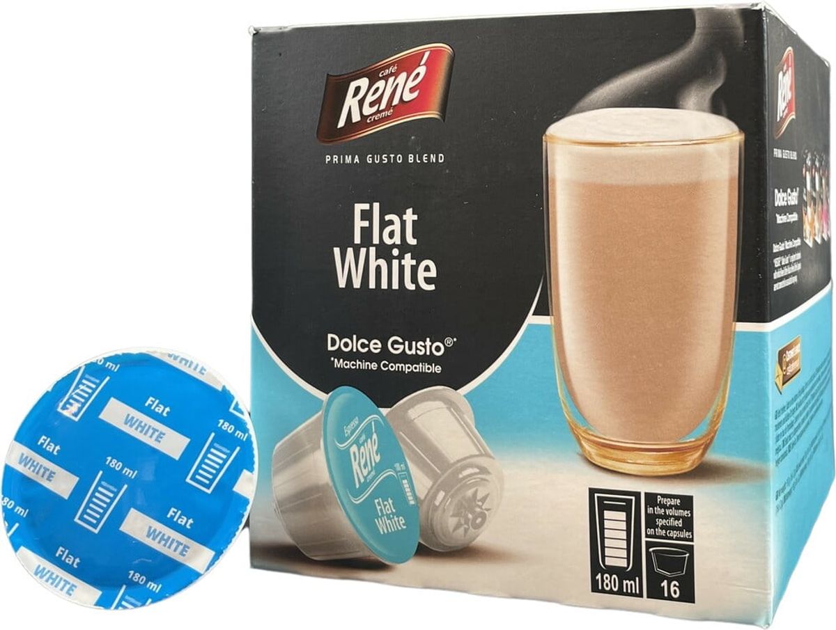 Café René - Flat White (16 stk) - Kapsler til Dolce Gusto